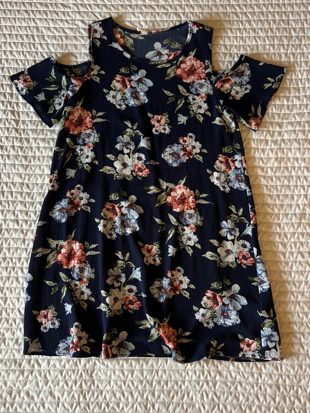 Pinkblush Navy Floral Cold-Shoulder Dress